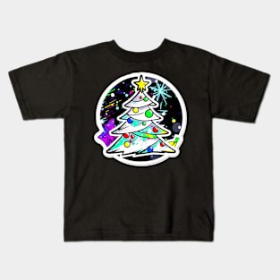 Wintery Night Kawaii Christmas Tree Kids T-Shirt